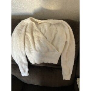 IJHOA PETITE Women's Drop Shoulder Teddy Pullover SO3 White Size Small